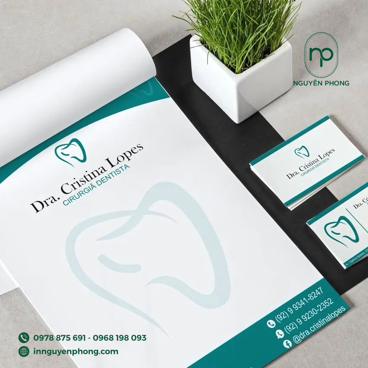 Mẫu thiết kế logo nha khoa in trên sổ tay và hồ sơ